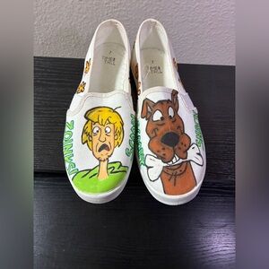 Time and Tru White Canvas Slip-On Shoes Women's Size 7 Custom Painted